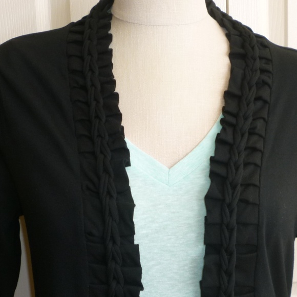 Coldwater Creek Black Open Ruffle Front Jacket - Picture 2 of 8